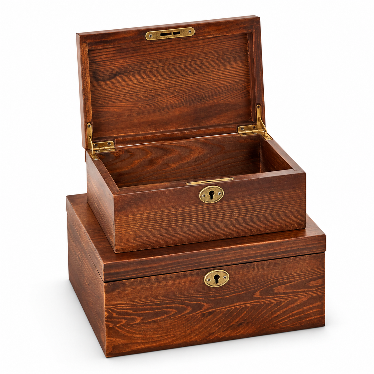 Hinged Wooden Storage Boxes