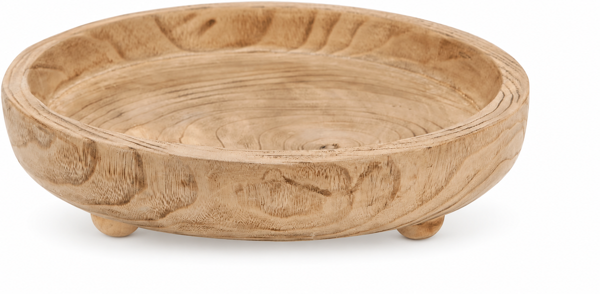 Footed Wooden Decorative Bowl